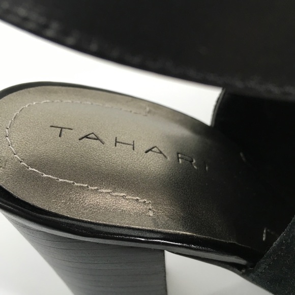 Tahari Margaret Black Suede Open Toe Shootie 8.5 - Picture 7 of 8